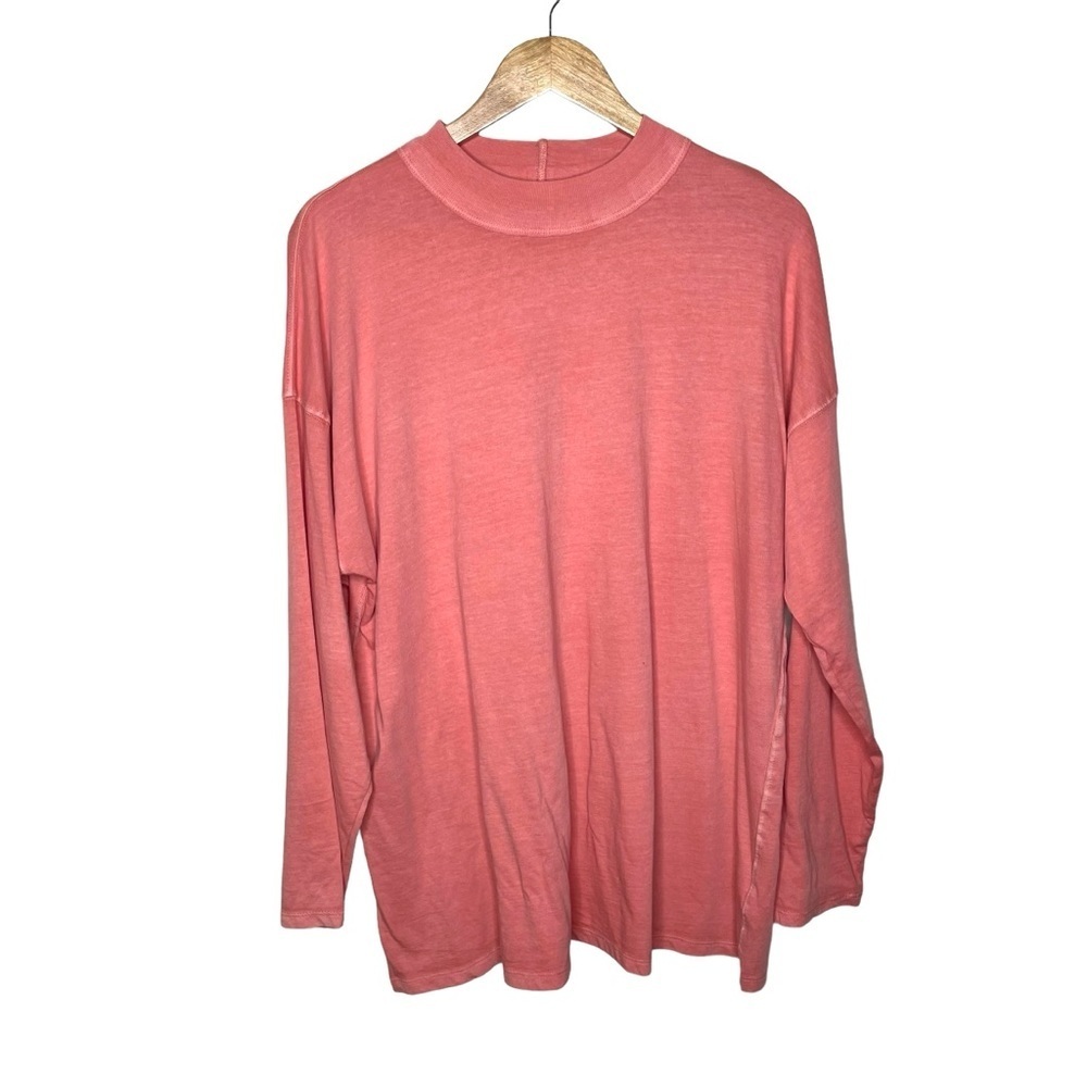 Free People Be Free Tunic Oversized Long Sleeve Shirt Coral Medium